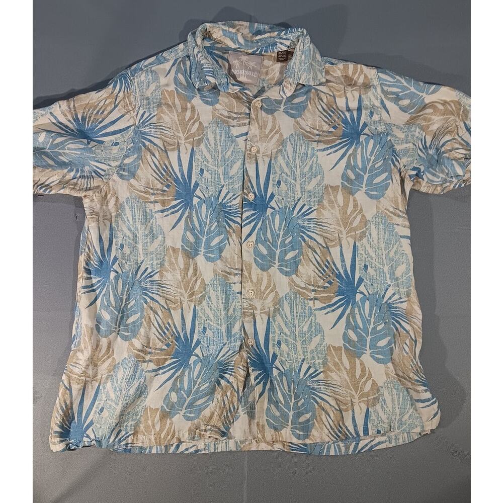 Margaritaville Men's XL Silk Linen Blend Tropical Hawaiian Shirt